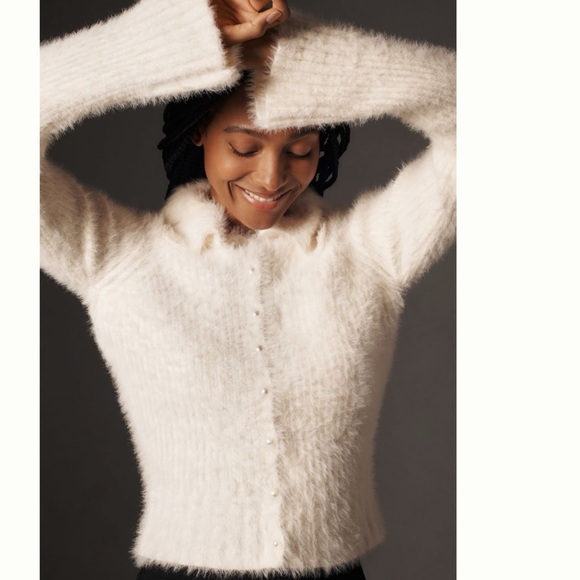 Anthropologie Sweaters - NWT Anthropologie Pearl Button Fuzzy Cardigan Sweater size L